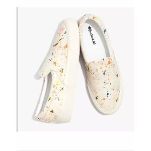 Madewell Cream Slip-On Sneakers with Multicolor Paint Splatter